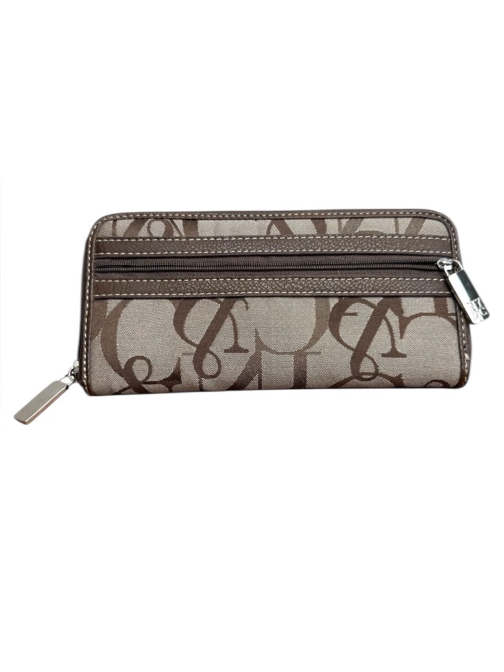 NY & C Brown Monogram Zip Around Wallet